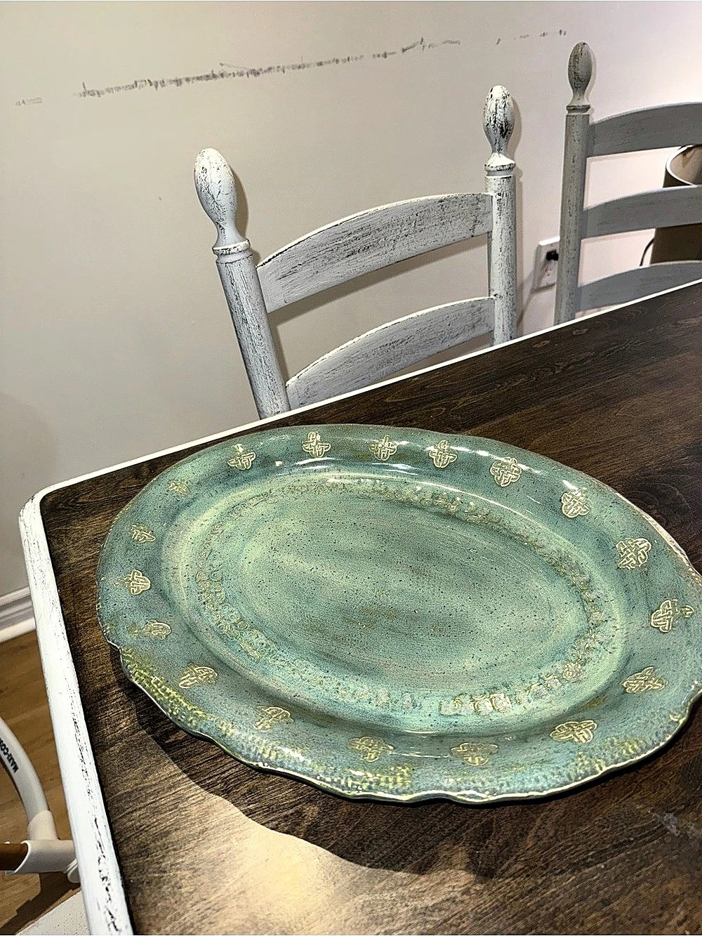 Green & Gold Decorative Serving Platter